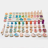 Montessori 5 in 1 Number Board Early Learning Transportation, Animals, Fruits, Shapes great as gift