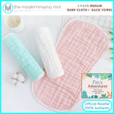 Fin's Adventure Muslin Burp Cloth  100% Absorbent & Soft Pack of 4