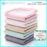 Fin's Adventure Muslin Burp Cloth  100% Absorbent & Soft Pack of 4