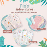 Fin's Adventure Muslin Burp Cloth  100% Absorbent & Soft Pack of 4