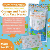 Orange and Peach Kid's Disposable Face Mask Pack of 10
