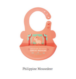 Orange and Peach Silicone Bib Food Catcher