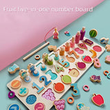 Montessori 5 in 1 Number Board Early Learning Transportation, Animals, Fruits, Shapes great as gift