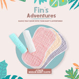 Fin's Adventure Muslin Burp Cloth  100% Absorbent & Soft Pack of 4