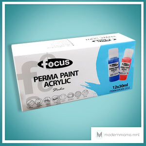 Focus Perma Paint Acrylic 12 Bottles of 30ml Paint