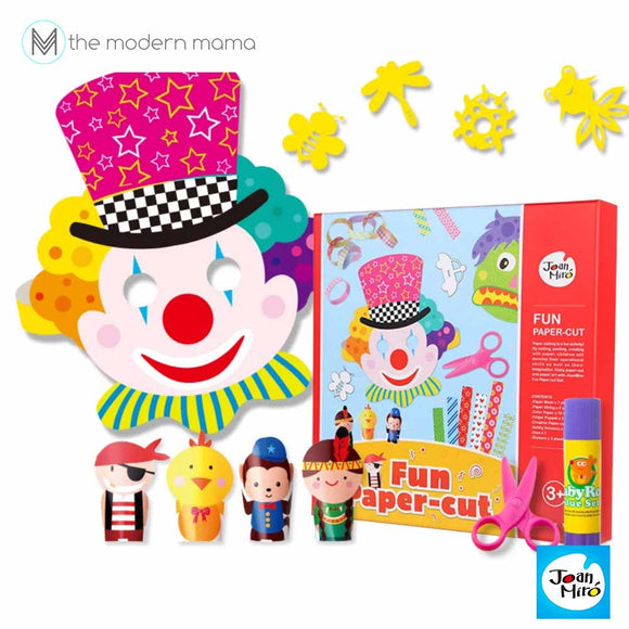 Kid's Fun Paper Cut Kit by Joan Miro (Colorful Papers Scissors Glue Stick Set DIY Kids Toy)