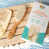 Orange and Peach Wooden Hairbrush Set with Comb